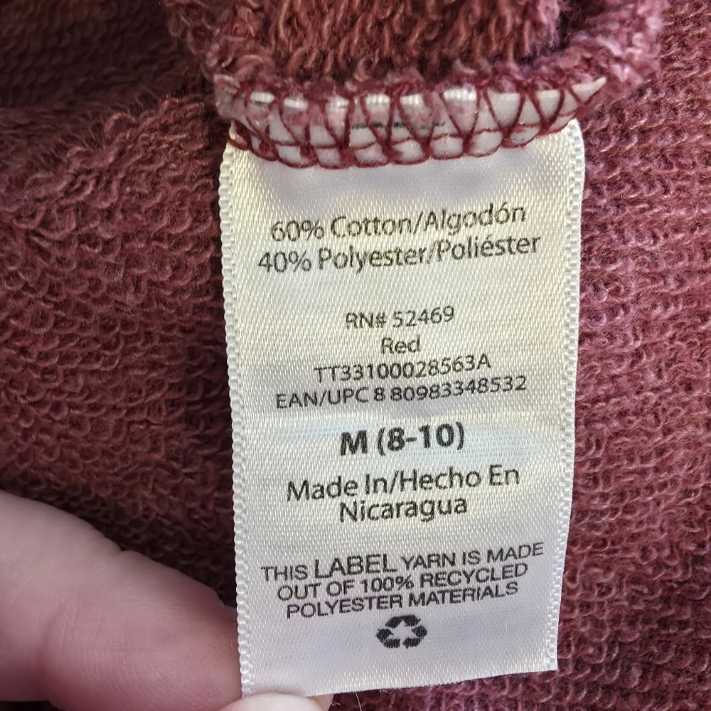 Women's Time and Tru Casual Maroon Tunic Crew Neck Sweater, Medium